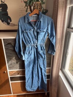 Zara Girl’s Denim Utility Jumpsuit - Light Blue